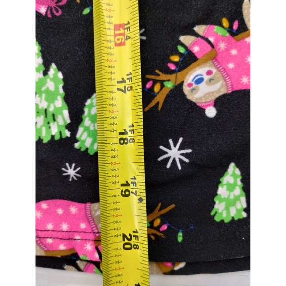 No Boundaries Holiday Sloth Long Sleeve Tee Black XL Trees Snowflakes Fun - Picture 11 of 12